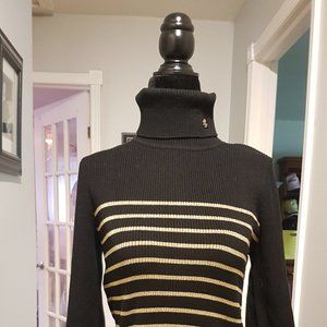 RALPH LAUREN WOMENS BLACK & GOLD TURTLENECK SIZE LARGE L